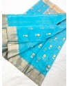 Handloom Kora silk Saree-Sky Blue